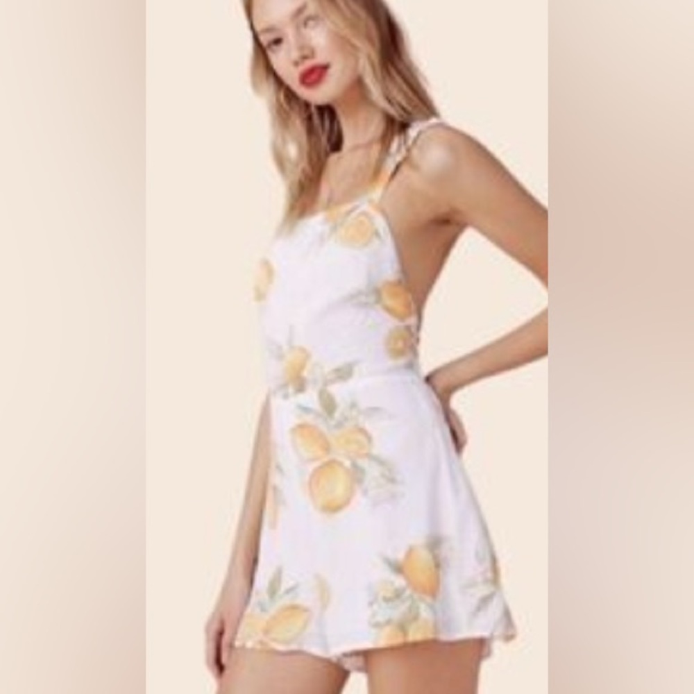 For Love and Lemons Lemonade Lemon Short Boho Ruffle Cottagecore Romper Size XS